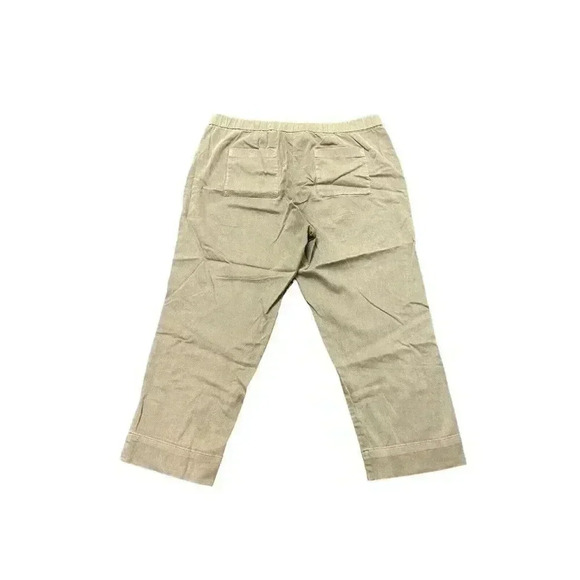 J Jill Pull On Pants Women’s Size Medium Petite Green Crop Pockets Cotton Tencel - Picture 2 of 8